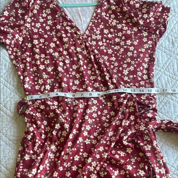 Floral Red Wrap Dress - Picture 11 of 14